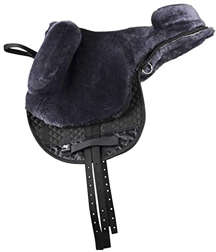 Engel Reitsport | FELLSA-R2-ANT | Hochwertiger Fellsattel | echtes Merino Lammfell | baumloses Bare-Back-pad | Gr. Englisch Farbe anthrazit grau