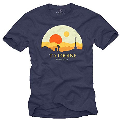 MAKAYA Magliette Casual Uomo Manica Corta Cotone - Tatooine Star Mos Eisley