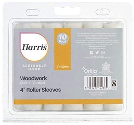 Harris Seriously Good Woodwork Stain and Varnish 4in Mini Roller Sleeve 10 Pack