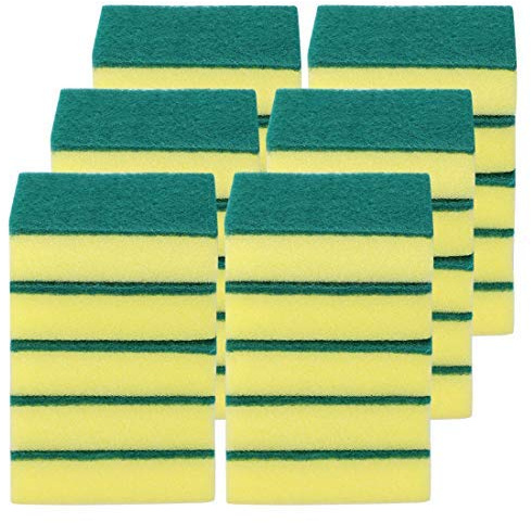 30 x Scouring Pads for Scouring Sponge Scratch-Resistant 4 x 2.8 Inches for Scrubbing Kitchen Dishes, Yellow