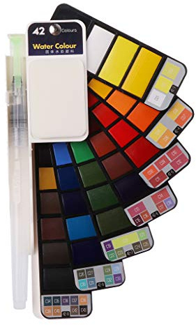Buwei 18/25/33/42 Einfarbiges Maler-Set Aquarellpigment Portable Brush Pen Kit Kunst für Künstler Portable