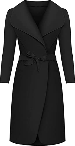 Crazy Girls Womens Ladies Celebrity Style Drape Waterfall Jacket Long Sleeve Belted Oversized Trench Coat