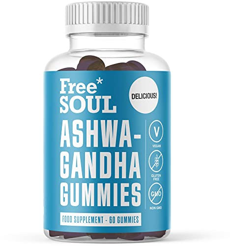 Free Soul Ashwagandha High Strength Gummies | Delicious Ashwagandha Supplement with Pure Root Powder Extract | Vegan, Gluten-Free, Non-GMO | 60 Gummies