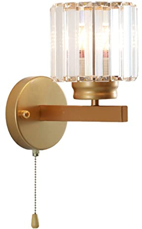 SXYSXYSXY Wandlampen mit Schalter Modern Kristall Wandleuchte innen Nordic Minimalismus Wandleuchte Wandbeleuchtung Nachttischlampe Schlafzimmer Wohnzimmer Loft Studieren Treppen E27,Gold