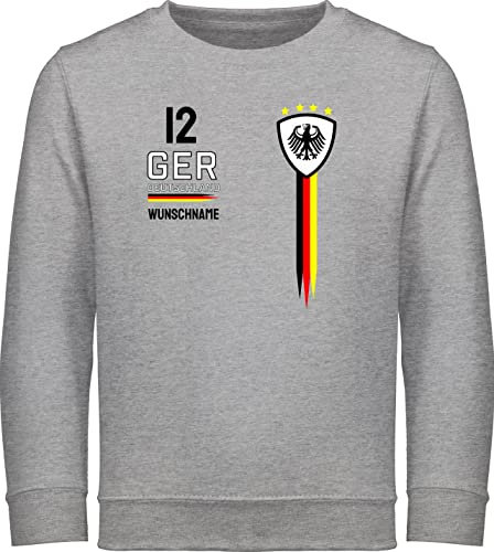 Sweater Kinder Sweatshirt Jungen Mädchen Pullover - 2026 Fussball Fanartikel - Deutschland WM Trikot Farben - 104 (3/4 Jahre) - Grau meliert - fußball german kinderpullover em 2024 germany pulli