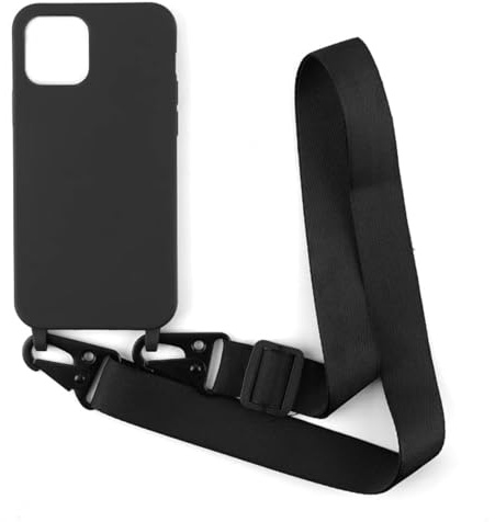 PuYu Zhe Compatible With iPhone 11 Case,Soft Matte Silicone TPU Crossbody Cover with Adjustable Neck Cord Lanyard Strap,Slim Stylish Shockproof Lanyard Case-Black