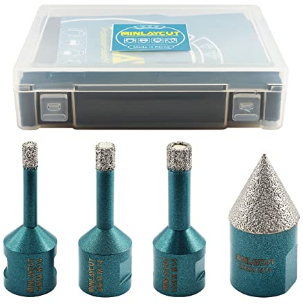 MINLAYCUT Diamond Core Drill Bits Set 6/8/10mm+20mm Tile Cone Bit Hole Saw Kit for Porcelain Ceramic Granite Marble