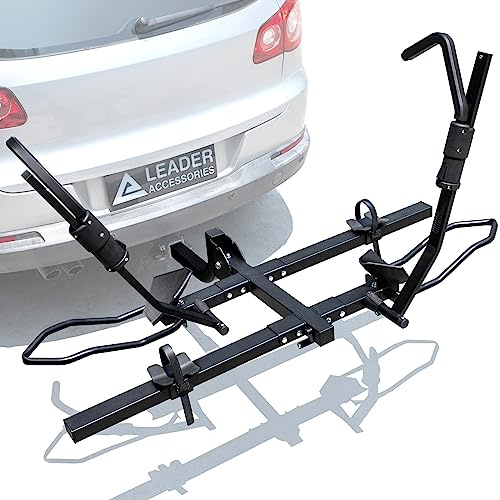 Leader Accessories 2 Hitch Bike Rack, Carry 2 Bikes up to 75 lbs Each for Standard, Fat Tire and Electric Bicycles - Heavy Duty, Foldable Ebike Rack for Car, Truck, RV and SUV with 2-inch Receiver