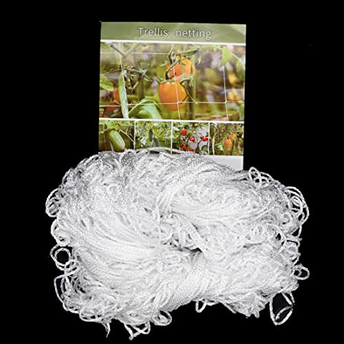 LINSCOCLE Ranknetz für Kletterpflanzen, Ranknetz für Gurken, Rankhilfe Tomaten, Rankhilfe Netz für Garten und Gewächshaus - Weiß- Großer Maschenweite 15cm (Größe: 2,1m X 12m)