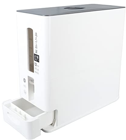 12 Kg Reisspender, Automatischer Reis-Aufbewahrungsbehälter, Schubladen-Haushaltsgetreide-Aufbewahrungsbox, Transparente Müslispender-Arbeitsplatte, Lebensmittelbehälter für Bohnen,(Weiss)