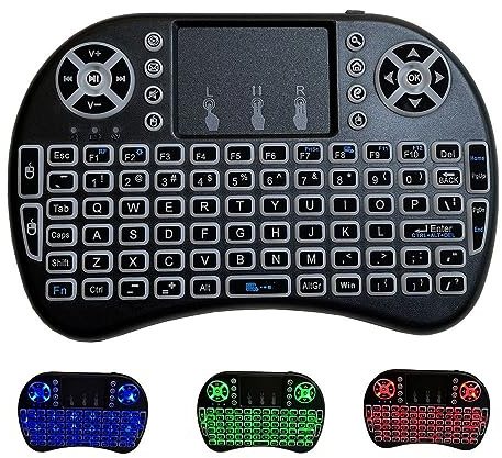 SHYSKY Mini Keyboard i8 2.4G Mouse Wireless Keyboard with Touchpad, Tricolor Backlight Handheld Keyboard Remote for Android TV Box (English Version)
