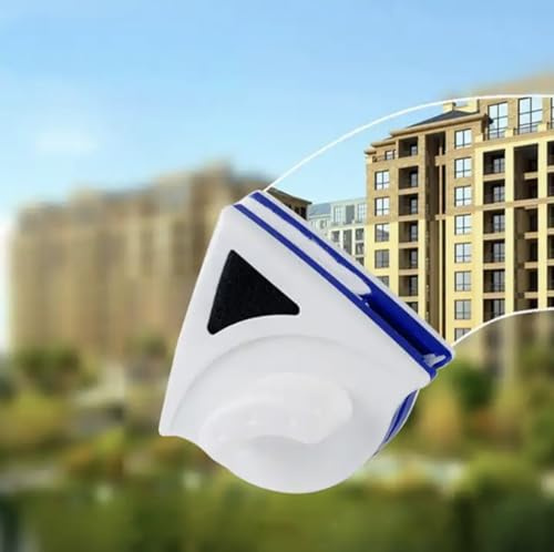 Double Sided Magnetic Window Cleaner, Two Sided Glass Cleaner with Powerful Magnet, Double Glass Window Cleaner with Precise Access to Corners and Complete Refill Kit Included (White)