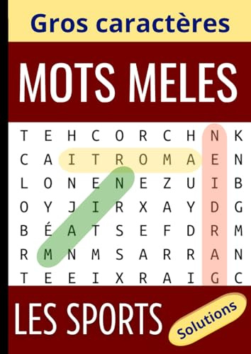 Mots Mêlés: Adultes Gros Caractères Seniors Malvoyants | Grilles Sports avec Solutions