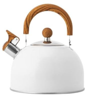 Bouilloire ThéIère Bouilloire À Thé Sifflante En Acier Inoxydable De Qualité Alimentaire, Bouilloire À Thé À Poignée Pliable, Blanche Bouilloire Vintage