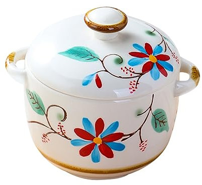 CIYODO Schmortopf Japanische Suppe Schüssel Mit Eiercreme Porzellan Cocotte Gewürztopf Suppennudelschüssel Aufbewahrungsbehälter Für Dekorationen Weiß Gewürzglas Würze Keramik