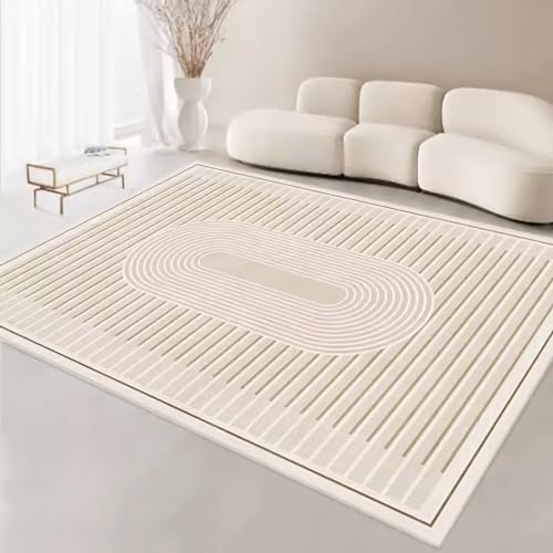 Teppich Teppich für bürostuhl babyzimmer Teppich Grau beige Moderner Geometrischer Streifendesign Wohnzimmerteppich Spiel Teppich mädchen 200x300cm