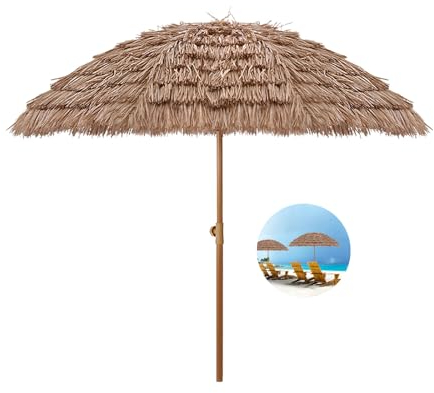 Strohschirm Uv Schutz Gartenschirm Hawaii Balkonschirm Neigbar Strandschirm Mit 8 Rippen Sonnenschirm Wasserdicht Terrassenschirm Höhenverstellbar Mit Tragetasche Für Garten Strand Outdoor(Size:200cm/