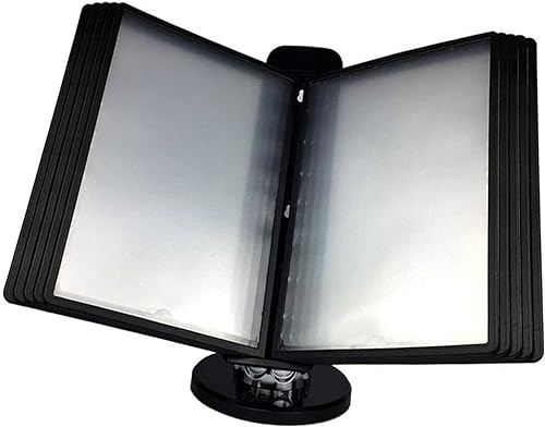 Schreibtisch-Aufbewahrungsregal, Wand-Referenz-Organizer – 360° verstellbar, neigbar, Katalog-Präsentationsregal mit 10 Seiten Dokumententaschen, Desktop-Dokumentenhalter und Desktop-Referenz