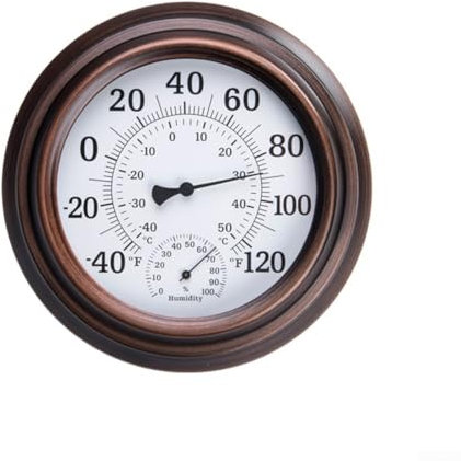 Thermometer Hygrometer, Retro Style 2-In-1 Thermometer Hygrometer Indoor Analogue Weather Station for Room Outdoor Greenhouse Use