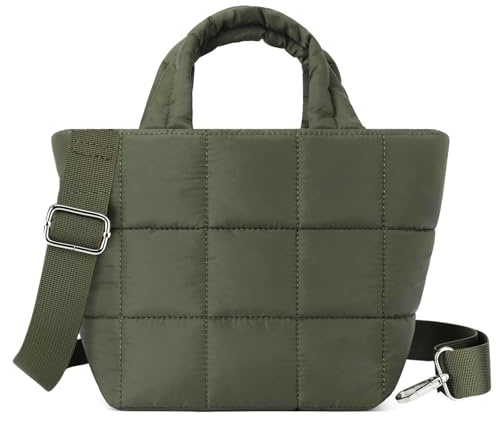 TIAASTAP mini Puffer Tote Bag mit Reißverschluss kleine Gesteppte Umhängetasche Leicht kleine Handtasche Puffy mit Abnehmbarer Gurt Crossbody Bag