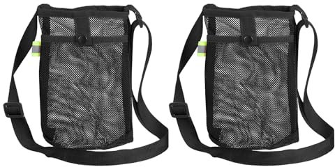 sourcing map 2 Pcs Water Bottle Holder with Adjustable Shoulder Strap Water Bottle Carrier Bag Mesh Crossbody Water Bottle Carrier with Pocket for Sports Hiking Walking Travel, Black