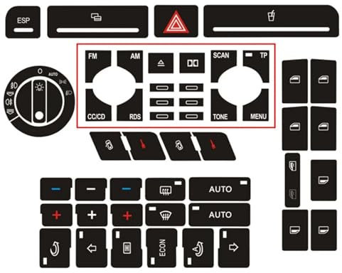 VINCTV Auto Innenraum Aufkleber Kompatibel Mit A4 Für B6 Für B7 Klima-Einstellknopf Reparaturknopf Schalter Türschloss Reparatur Aufkleber Innenausstattung(Type-A)