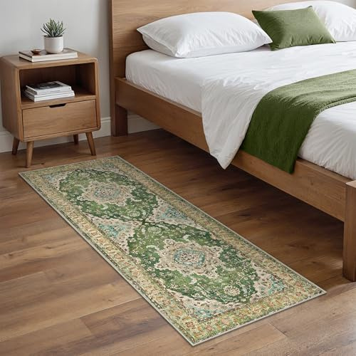 BEIMO Waschbarer Läufer Teppich 80x200 cm, Vintage Boho Stil, rutschfeste Teppichläufer, Strapazierfähige Matte für Flur, Eingangsbereich, Küche, Korridor, Treppe