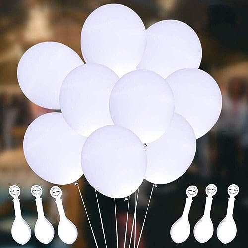 40 Stück LED-Ballons, leuchtende Ballons blinkende Lichter 10–24 Stunden für dunkle Partyzubehör, Geburtstag, Weihnachtsdekoration, befüllbar mit Helium und Luft (weiß)