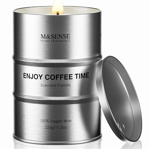 M&SENSE Kaffee Duftkerzen (320g, 70h) – Natürliche Sojawachs-Kerze für Männer – Aromatherapie gegen Stress – Deko Schlafzimmer