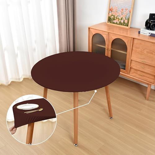 Amonsa Runde Tischdecke mit Gummizug für 91,4 cm große Tische, rutschfeste Stoff-Tischdecken, waschbar, dehnbar, für Küche, Esszimmer, Outdoor, Party