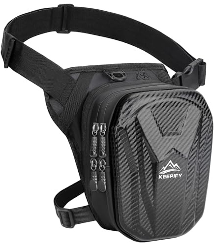 Pernera Moto para Hombre y Mujer, Bolsa Pierna Moto Impermeable Expandible, Riñonera con Correas Ajustables, Bolsa Moto Multifunción para Correr, Ciclismo, Senderismo, Montañismo - Negro