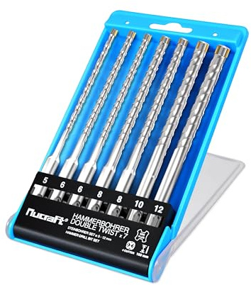 Nucraft Betonbohrer Set 7-tlg SDS-Plus 160mm, 4-Schneiden | Multi-KVS-Helixnut, Industriequalität, Hartmetallschneide für Beton, Granit & Stein