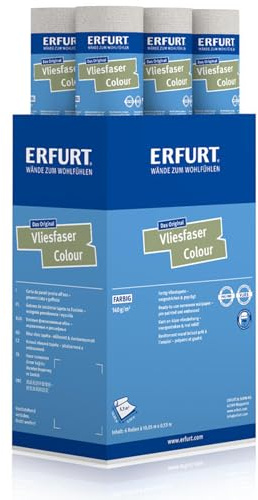 Erfurt Vliesfaser Colour 302-1 Vliestapete 10.05X0.53 Fertigtapete hellgrau 6 Rollen 1004510