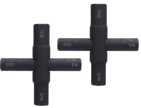 Chiave per Rubinetto Incrociata da 2 Pezzi, Chiave per Valvola 'acqua in Acciaio a 4 Vie per Rubinetto da Cucina, Tubo da 1/4 9/32 5/16 11/32 Pollici, Design Compatto e Leggero,