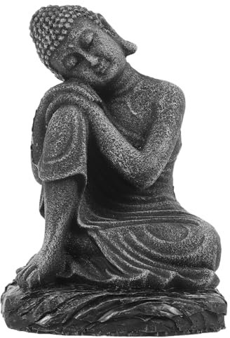 TOPPERFUN Statua Buddha in Resina Seduto Vintage Grigio Argento Decorazione Zen Per Soggiorno e Giardino Ornamento Sacro Da Tavolo Per Meditazione e Ambientazione Interni