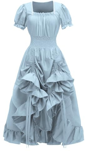 LKRSEEF Costume Femme Moyen Age Élégante Souple 1900 Époque Deguisement Marquise Chic Baggy Gothique Robe Médiévale Chic Moyen Age Grande Taille Robe Renaissance Grande Taille