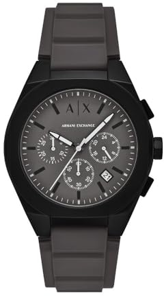 Armani Exchange Watch for Men, Quartz Chronograph Movement and 42mm Case Size with Silicone Strap, Light Grey