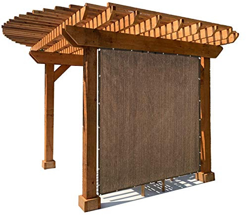 Filet d'ombrage en maille anti-UV à 90 % avec œillets, 180 g/m², 5 x 5 m, idéal pour extérieur, terrasse, pergola, tonnelle, tissu d'ombrage sur mesure Marron