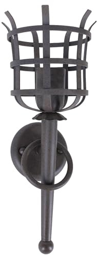 Wandleuchte Wandfackel Fackelleuchte 230V Wandlampe Rostoptik E27 Rustikal Höhe 38cm