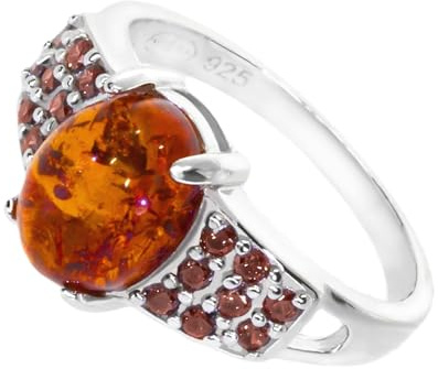 Artipol Bague fabr.européenne style français. Argent rhodié Ambre naturelle - modèle 3821-B, taille 55
