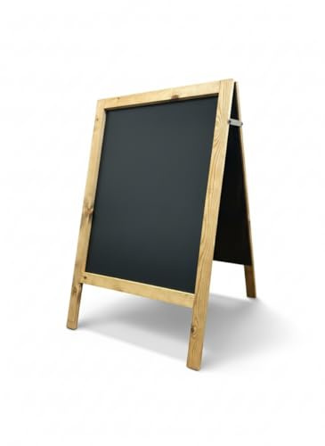 Chalkboard Pavement Sign – Traditional Wooden A-Board 100 x 60cm | Double-Sided Easy-Clean Panels for Liquid or Traditional Chalk | Golden Oak, Dark Oak & Black Finishes (Golden Oak)