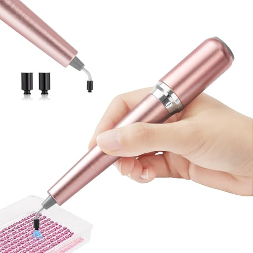 Elektrischer Diamond Painting Stift – Langlebiges Vakuumdesign, Ohne Wachs, Kabellos & Wiederaufladbar, 135° Ergonomische Spitze, Diamantmalerei Zubehör für Erwachsene