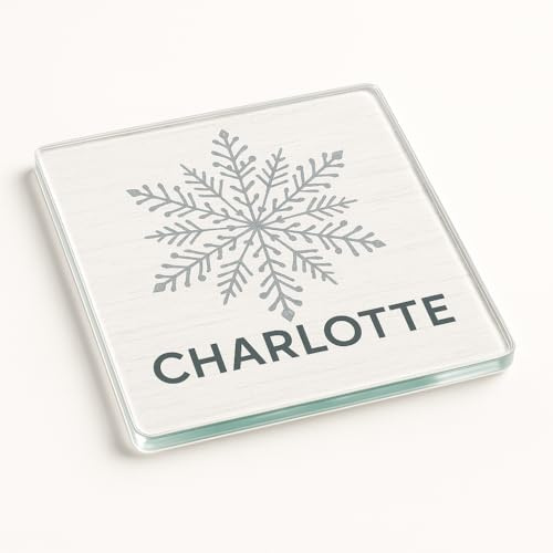 Personalised Acrylic Christmas Coaster Place Setting Place Setting Gift - Elegant Snowflake Design Custom Table Setting