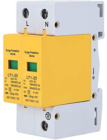 Protection Device 2P 20KA High Performance Anti Thunder Lightning Protector Yellow Module LT120 For Home Commercial Electrical System Rail Mount 420V