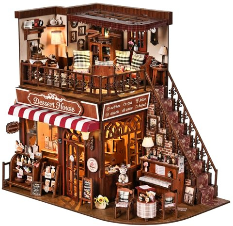 ETKVR Miniatur Puppenhaus Kit, DIY Mini Haus für Erwachsene, 3D Holz Puzzle | Book Nook mit Detaillierte Möbel, Bücherregal Dekor, Geschenk für Geburtstag oder Familie