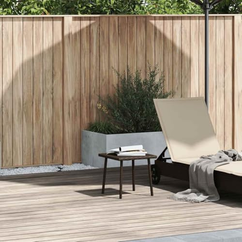 zylophax Garten-Couchtisch Rechteckig Braun Poly Rattan mit pulverbeschichtetem Stahlrahmen 40x40x37 cm wetterfest für Balkon Terrasse Outdoor Loungetisch