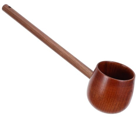 IDEANATEGRATE Cucharón de Agua de Madera de Acacia Mango Largo, Pala para Servir Líquido, Utensilio de Cocina Versátil para Té, Vino y Riego en Exteriores, Diseño Artesanal Práctico