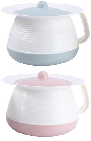 2pcs Baby Chamber Pot with Cover, Thickened Handle Pp Plastic | Red and Blue Set, Non-slip Grip, Smell Isolation Design, Potty Training Use for Infants