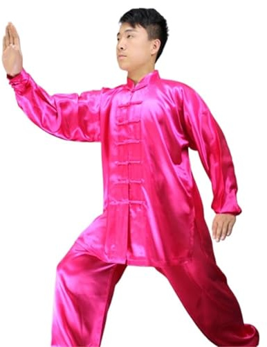 XUCZHAI Traditionell Tai Chi Kung Fu uniformer vuxna morgongymnastik Wushu kläder barn kampsport Wing Chun dräkt (rosa, XXL (175))