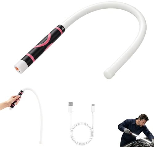 Lampe de poche LED flexible de 77 cm, lampe de travail LED flexible, lampe d'atelier rechargeable USB-C, silicone étanche, 3 modes d'éclairage, jusqu'à 800 lm, pour atelier et voiture, classe